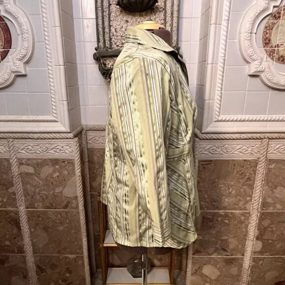 Jessi L. Size 1X. Green Stripe Cotton Blend. 3/4 Sleeve. Side Zipper. B4 - Picture 4 of 9